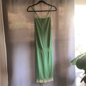 Paul Frank Green Nylon Slip Dress with lace
